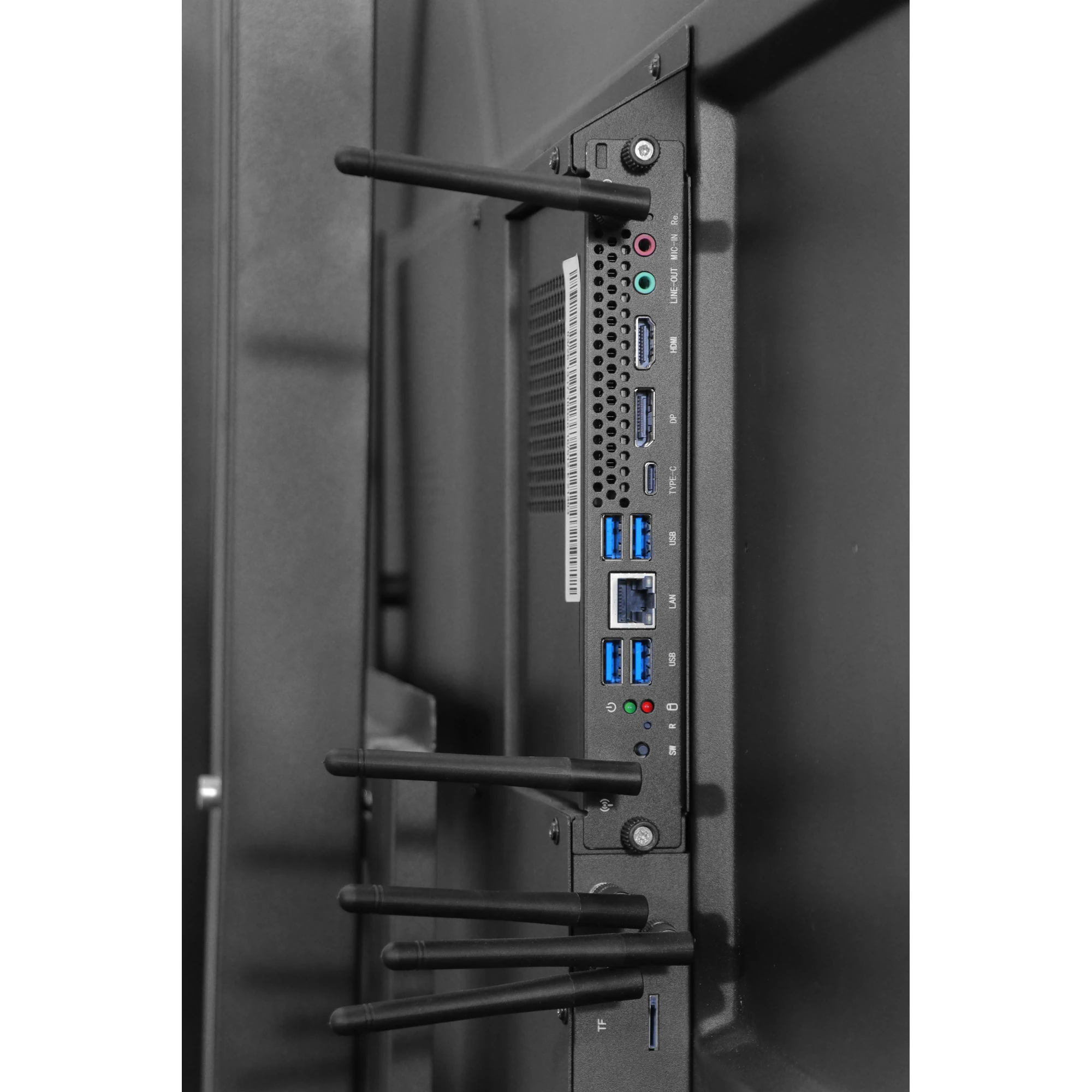SNL 55 inch IFP OPS PC module ports with Wi-Fi antennas