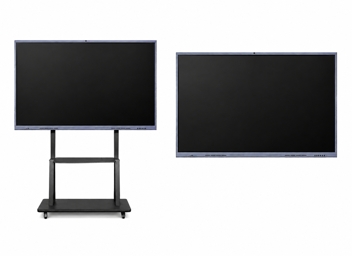 interactive flat panel mounted on a mobile trolley stand